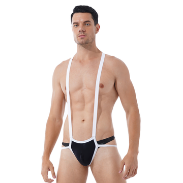Men's Sexy Bulge Pouch Lingerie Panties / Wrestling Singlet Leotard Hollow Out Bodysuit - EVE's SECRETS